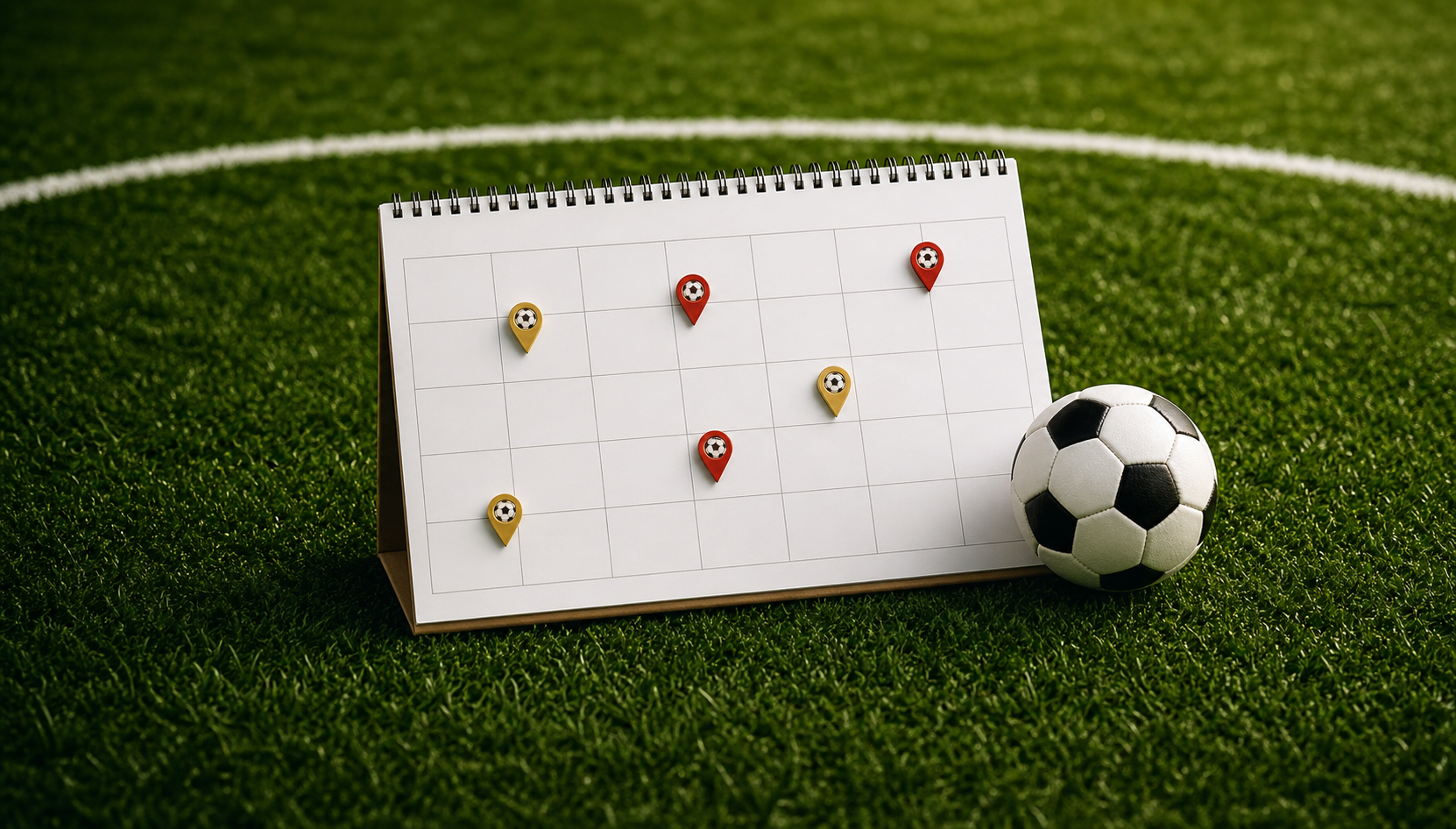 Calendario de futbol sobre una cancha